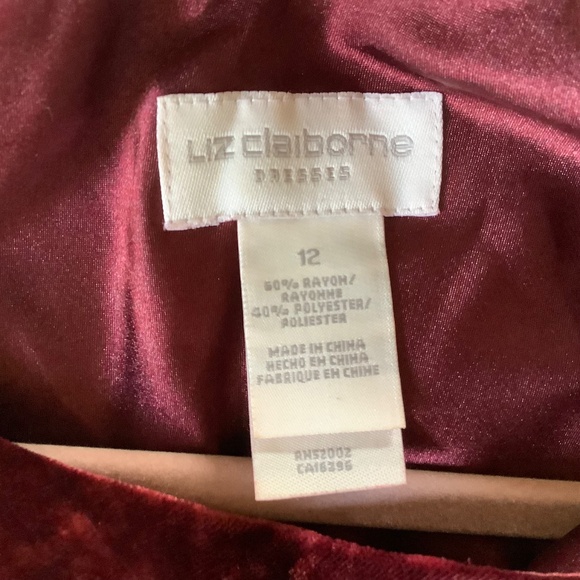Liz Claiborne Formal Velvet Maxi Dress Red Black SZ 12 - Picture 11 of 13